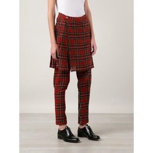 R13 Red X-over Kilt In Royal Stewart Pants Plaid